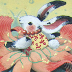 「2023年卯年 年賀状」14.8cm×10cm 麻紙・水干絵具・岩絵具