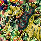 「2024年辰年 年賀状」14.8cm×10cm 麻紙・水干絵具・岩絵具