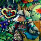 「2026年午年 年賀状」14.8cm×10cm 麻紙・水干絵具・岩絵具