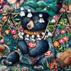 「朝顔のビオトープ」23cm×31cm 水彩紙・ミリペン・水彩絵具・アクリルガッシュ・色鉛筆