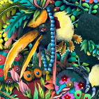 「クロスオーバー」SM 麻紙・水干絵具・岩絵具・アクリルガッシュ