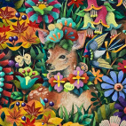 「兵庫県丹波篠山市 文保寺ご朱印帳 原画(秋冬)」A5 麻紙・水干絵具・岩絵具・アクリルガッシュ