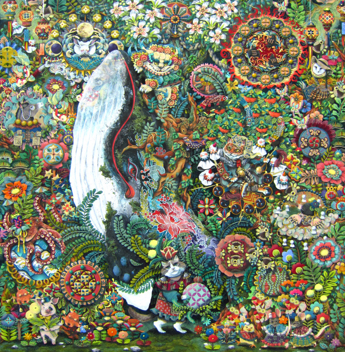 「空想の苑」S8　麻紙・水干絵具・岩絵具