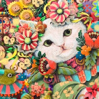 「巡る四季の宴」S6 麻紙・水干絵具・岩絵具・アクリル絵具