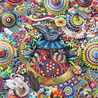 「眠れぬバクと夢の振り子時計」F4 麻紙・水干絵具・岩絵具